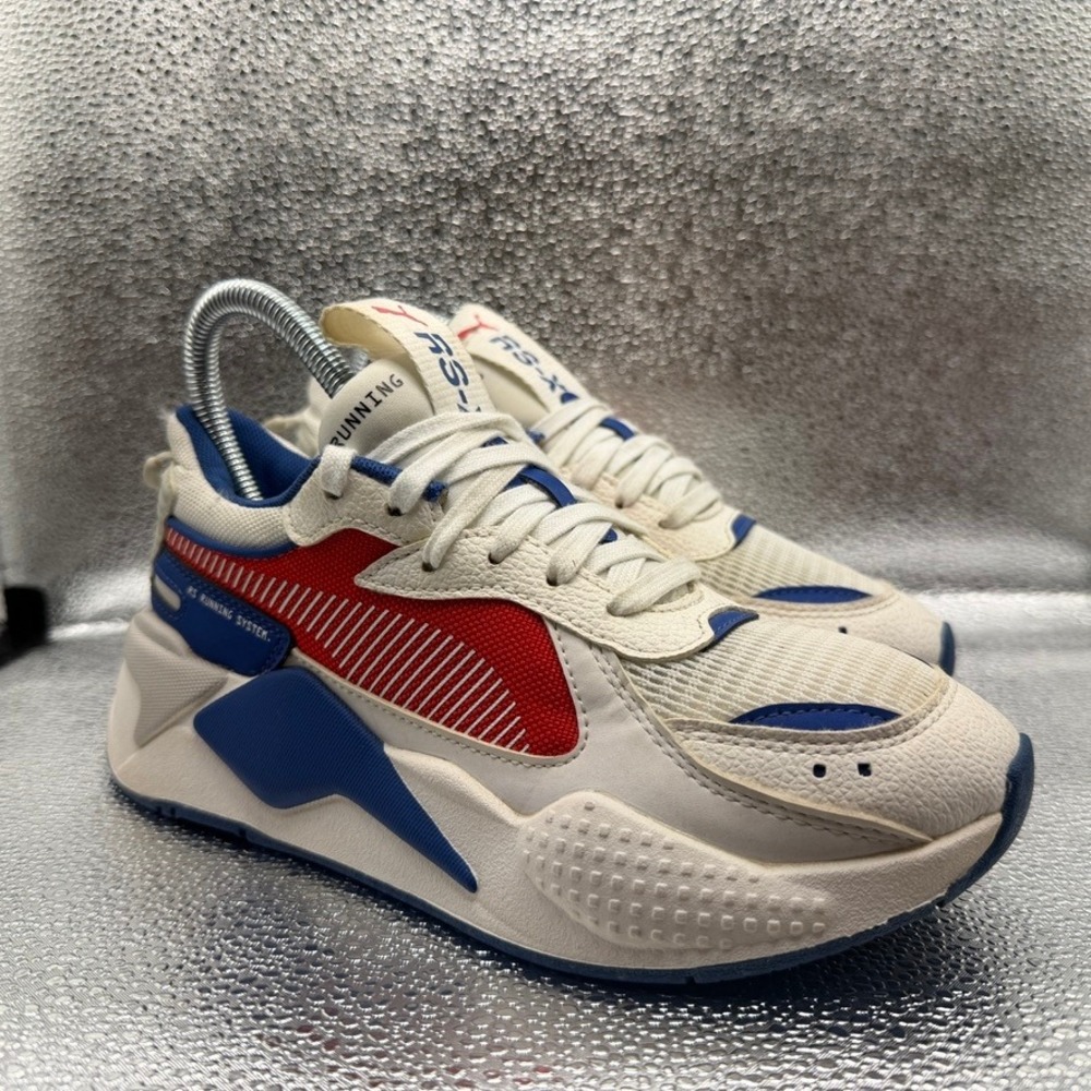 Size 5 Puma RS-X Reinvention Sneakers Kids Cream Red Blue Excellent 370644-03